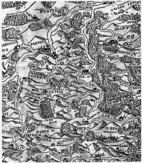 Älteste bekannte Karte der Herrschaft Kanstein 1572